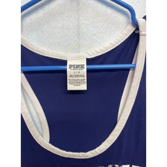 Pink Victoria's Secret Women's Tank Top Size Large Blue Logo Embroidered - Picture 3 of 7